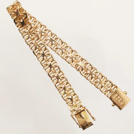 Armband X-länk med stav, längd 20cm, bredd 10mm, skadat, skevt, 18K  Vikt: 26,8 g