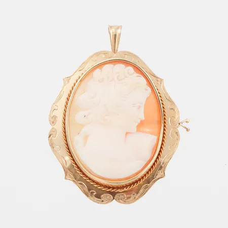 Camé/hänge, höjd ca 5 cm,Trege Guldsmedsaktiebolaget,18k. Vikt: 12 g