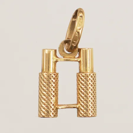 Hänge kikare, längd 19mm inklusive ögla, bredd 9,5mm, 18K Vikt: 1,4 g