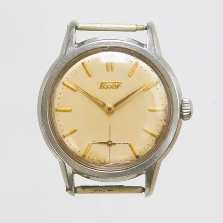 Herrur Tissot, stål, manuell, 32,5mm, skadad urtavla, inga tillbehör.