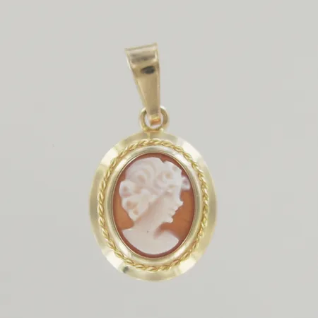 Hänge camé, längd 2 cm, bredd 1 cm, 18K  Vikt: 1 g