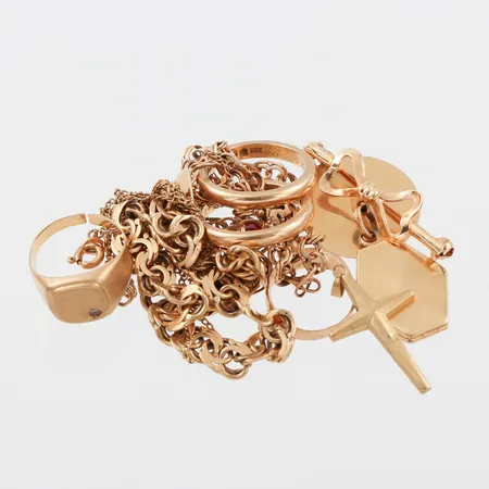 Trasigt guld,små stenar,18k. Vikt: 47,8 g