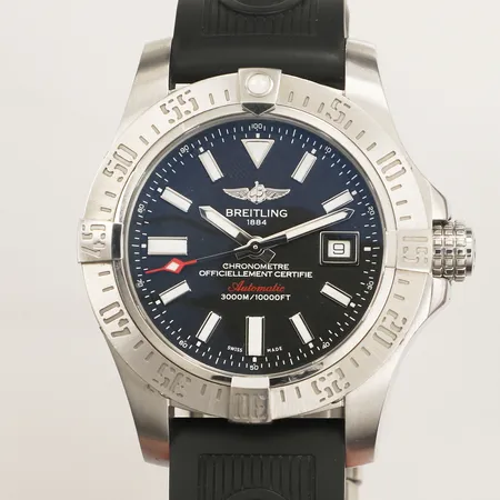 Herrur Breitling Avengers II Seawolf, stål, automatisk, 46mm, refnr A1733110/BC30, serienr 6114754, datum, gummilänk, viklås, smärre repor på viklås och boett, vridring och glasring, chronometrecertifikat, certifikat Badort, Neuss daterat 26-06-2017, manual, box.