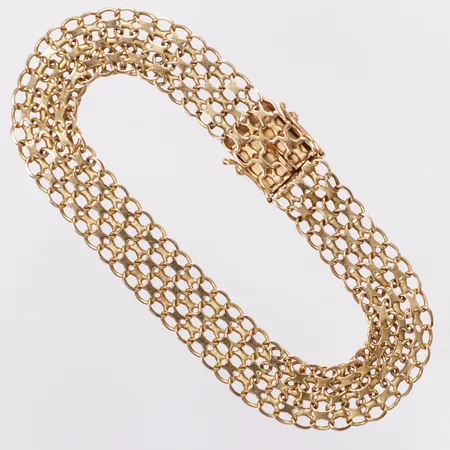 Armband, x-länk, längd 19cm, bredd 10,5mm, Norens Guldatelje, år 1966, 18K Vikt: 12,8 g