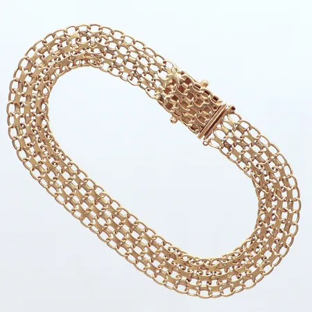 Armband X-länk, längd 19cm, bredd 9,5mm, Clareus Tore, år 1954, kistlås, saknar låsåttor, 18K Vikt: 11,7 g