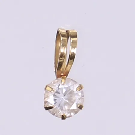 Hänge med vit sten, 13x6mm, 18K Bruttovikt: 0,6g 