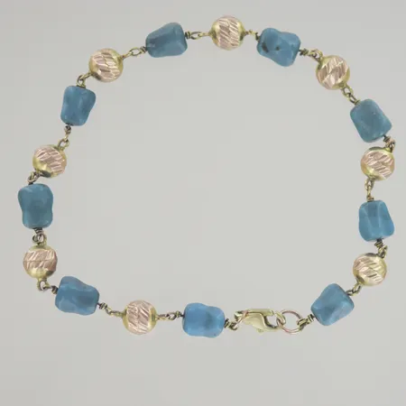 Armband med turkos, längd 20 cm, 14K Vikt: 7,6 g