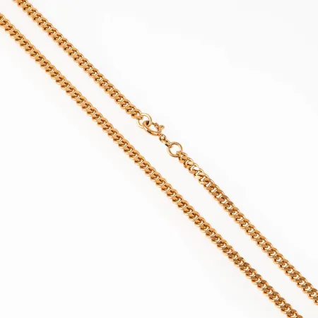 Kedja, Pansar i 18K guld. Den är 50,5 cm lång, 3,8 mm bred och väger 27,8g. Fint skick. Stämplad Balestra, 750 & svensk importstämpel. Springring.