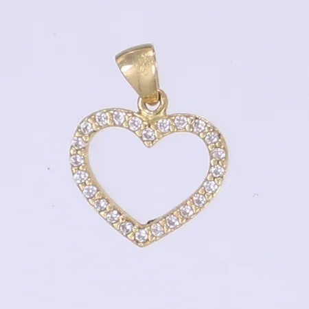 Hänge hjärta med vita stenar, 16x12mm, 18K Vikt: 1,1 g