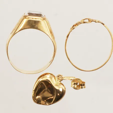 Diverse guld, stenar, skadat, defekt, 18K  Vikt: 5,2 g