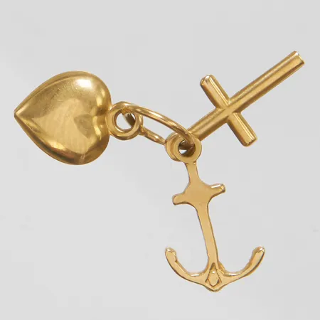 Hänge, tro hopp och kärlek, längd ca 18,5mm inkl ögla, bredd 8mm, 18K. Vikt: 1 g