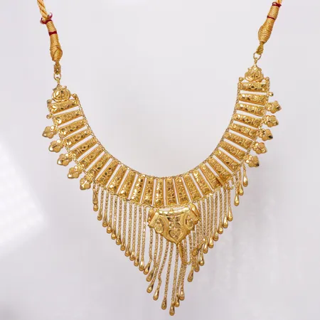 Collier, snöre, regelbar längd, bredd ca3-68mm, 22K, Bruttovikt 19,9g