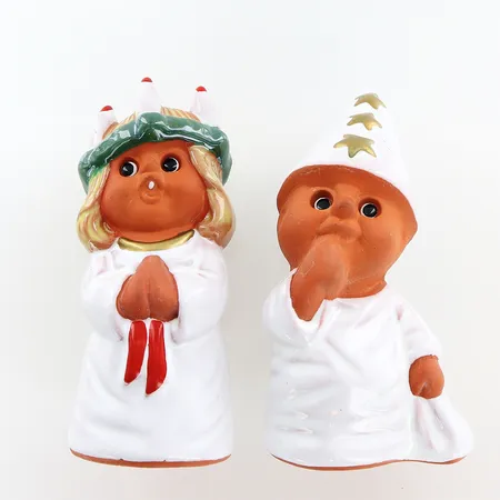 Figuriner Rolf Berg, lucia 13cm, stjärngosse 12,5cm, keramik. Skickas med paket.