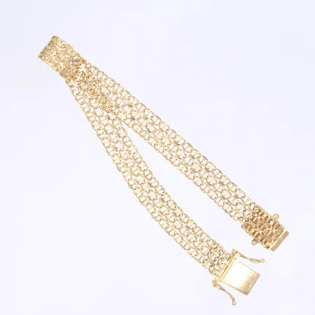 Armband X-länk med stav, 19,5cm, bredd 9mm, bruksslitage, 18K  Vikt: 10,8 g