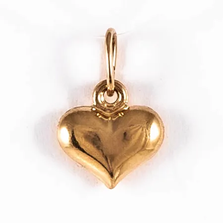 Hänge, Hjärta i 18K guld. Det är 7,5 mm brett, 10 mm långt inkl. ögla och väger 0,2g. 