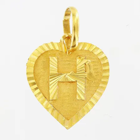 Hänge, hjärta, bokstaven H, 16x24mm, 21K Vikt: 1 g