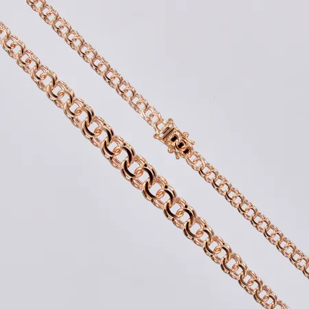 Collier doserad Bismarck, längd ca 45,5cm, bredd ca 4-7mm, Kedjeguld Köping AB, årsstämpel saknas, 18K Vikt: 16 g