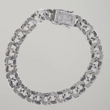 Armband bismark, längd 18,5 cm, bredd 8,6 mm, silver 925/1000 Vikt: 17,8 g