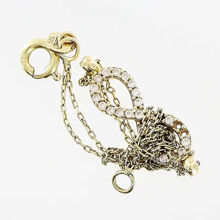 Armband, vita stenar, evighetstecken, trasslig, stenar saknas, 14K.  Vikt: 1,4 g