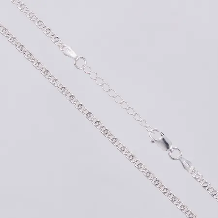 Kedja dubelpansar, längd: ca 42-45cm, bredd: ca 3mm, GHA, 925/1000 silver Vikt: 3,5 g