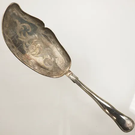Fiskspade, längd 26cm, repig, två torn, Danmark, nysilver