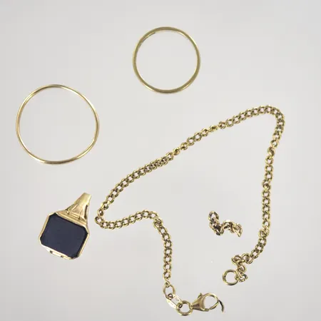 Div guld, defekt/gravyr, 18K Vikt: 9,3 g