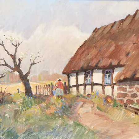 Tavla olja på pannå, signerad Eskil Skans, rammått 37x57cm Vikt: 0 g Skickas med paket.