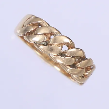 Ring, pansar, stl 18¼, bredd 4,5-7mm, smärre slitage, 18K Vikt: 7,7 g