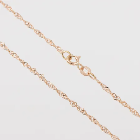 Kedja Singapore , längd 38cm, bredd ca 2mm, 18k Vikt: 2,4 g