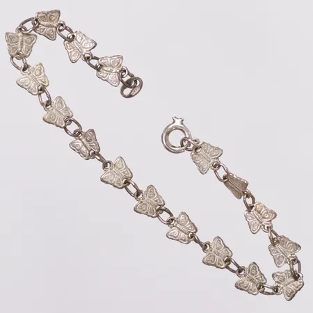 Armband, fjärilar, längd 15,5cm, bredd 6,3mm, defekt lås, silver 925/1000 Vikt: 3,6 g