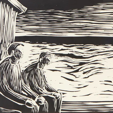 Litografi "Fiskare" signerad Einar Emland, numrerad 1/75, rammått 32,5x33,5cm Vikt: 0 g Skickas med paket.