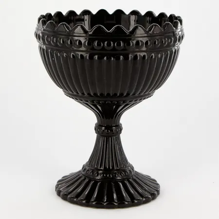 Skål på fot, Marimekko, Iittala, etikettmärkt, made in Finland, höjd 15,5 cm, Ø12cm, svart glas, Vikt: 0 g Skickas med paket.