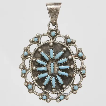 Hänge, turkoser, längd ca 50mm inkl ögla, bredd 34mm, 925/1000 silver  Vikt: 0 g