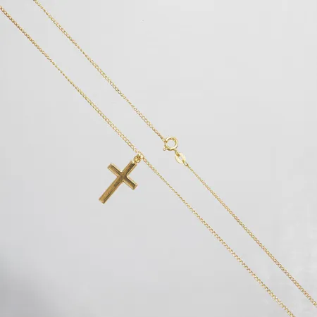 Kedja Pansar, längd ca 49,5cm, bredd 1,2mm, hänge kors, längd ca 29mm, bredd 14,5mm, 9K Vikt: 2,4 g