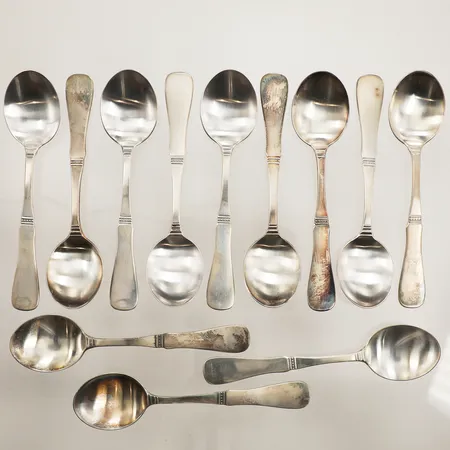 Tolv kaffeskedar, modell Uppsala, längd 11cm, MEMA, Löfman, 830/1000 silver  Vikt: 161,6 g