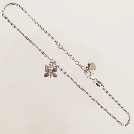 Ankellänk med integrerat hänge fjäril, längd 22-25cm, bredd 0,9mm, 925/1000 silver Vikt: 2,3 g