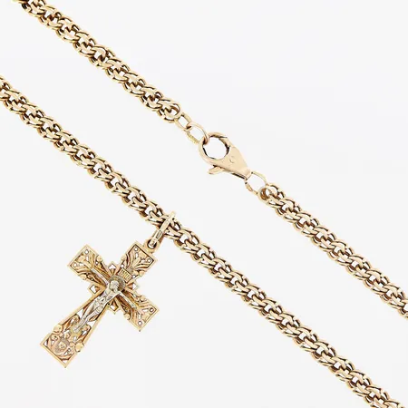 Kedja, 69cm, bredd 4,5mm, hänge krucifix, 19x37mm, hänge ej avtagbart, 14K Vikt: 29,3 g