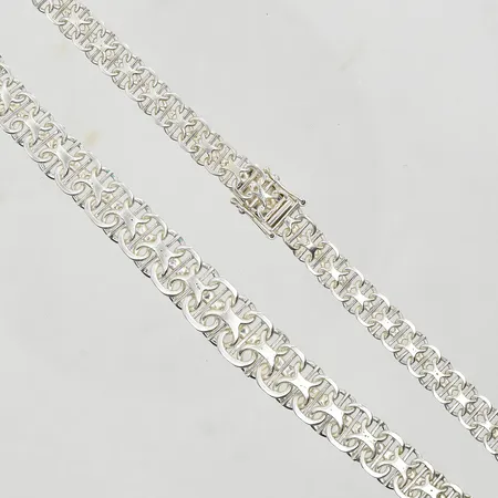 Collier X-länk med stav, doserad, längd 45 cm, bredd 7-12 mm, 925/1000 silver. Vikt: 30,7 g