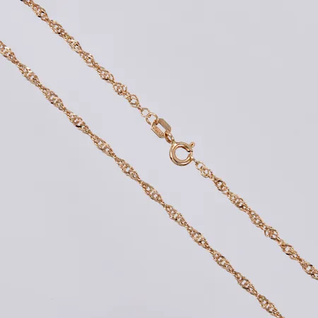 Kedja singapore, längd: ca 42cm, bredd: ca 2mm, GHA, 18K Vikt: 3,4 g
