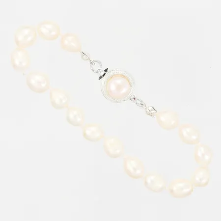 Armband, odlade barocka sötvattenspärlor, 20 cm, pärlor: Ø7-8mm, metallås