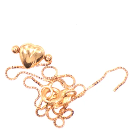 Armband, längd 17cm, berlock hjärta, defekt trasigt, 18K Vikt: 1,2 g