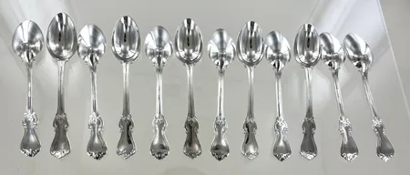 12 Kaffeskedar Olga, längd 12,3 cm, GAB silver 830/1000 Vikt: 173,6 g