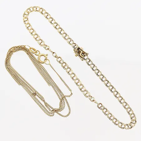 1 armband defekt, 1 kedja defekt, 14K Vikt: 4,5 g