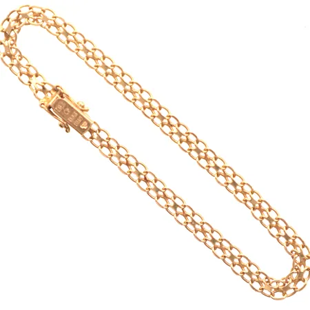 Armband X-länk, längd 18,5cm, bredd 4,6mm, Ekström Aktiebolag D, år 1981, kistlås, 18K Vikt: 5,9 g