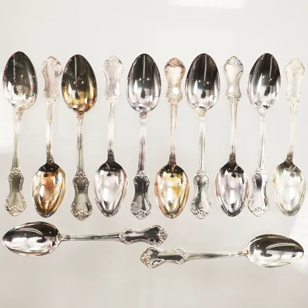 Tolv kaffeskedar, modell Patricia, längd 12cm, MEMA, 1960-tal, 830/1000 silver  Vikt: 193,9 g