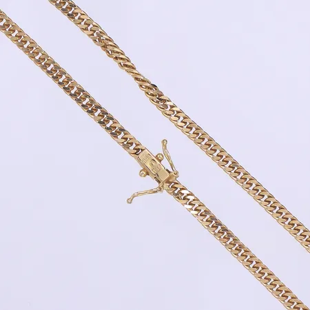 Halskedja, pansar, 45cm, bredd 4mm, svenska stämplar, 18K  Vikt: 21,9 g