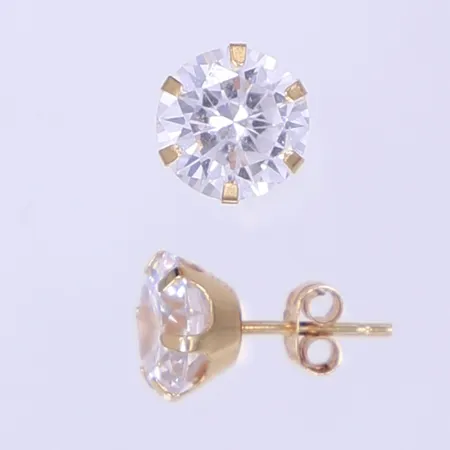 Ett par örhängen med vita stenar, 14x8mm, 18K Bruttovikt: 2g