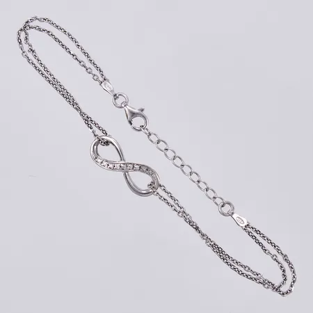 Armband med vita stenar, längd: ca 21cm, justerbar, bredd: 8mm, 925/1000, silver Vikt: 2,8 g