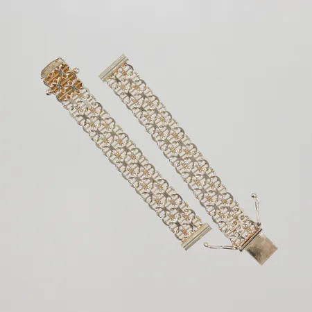 Klockarmband x-länk, bredd vid ändfästet 11mm, total längd ca 14,5cm, 830/1000 Silver,  Vikt: 9,4 g