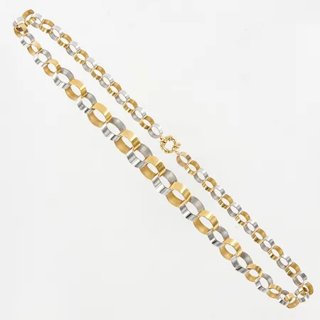 Collier, 45cm, doserat bredd: 7-18mm, gulguld/vitguld, 18K  Vikt: 20,4 g